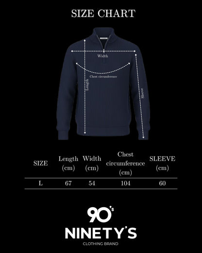 Textured Navy Knit Quarter-Zip Jumper