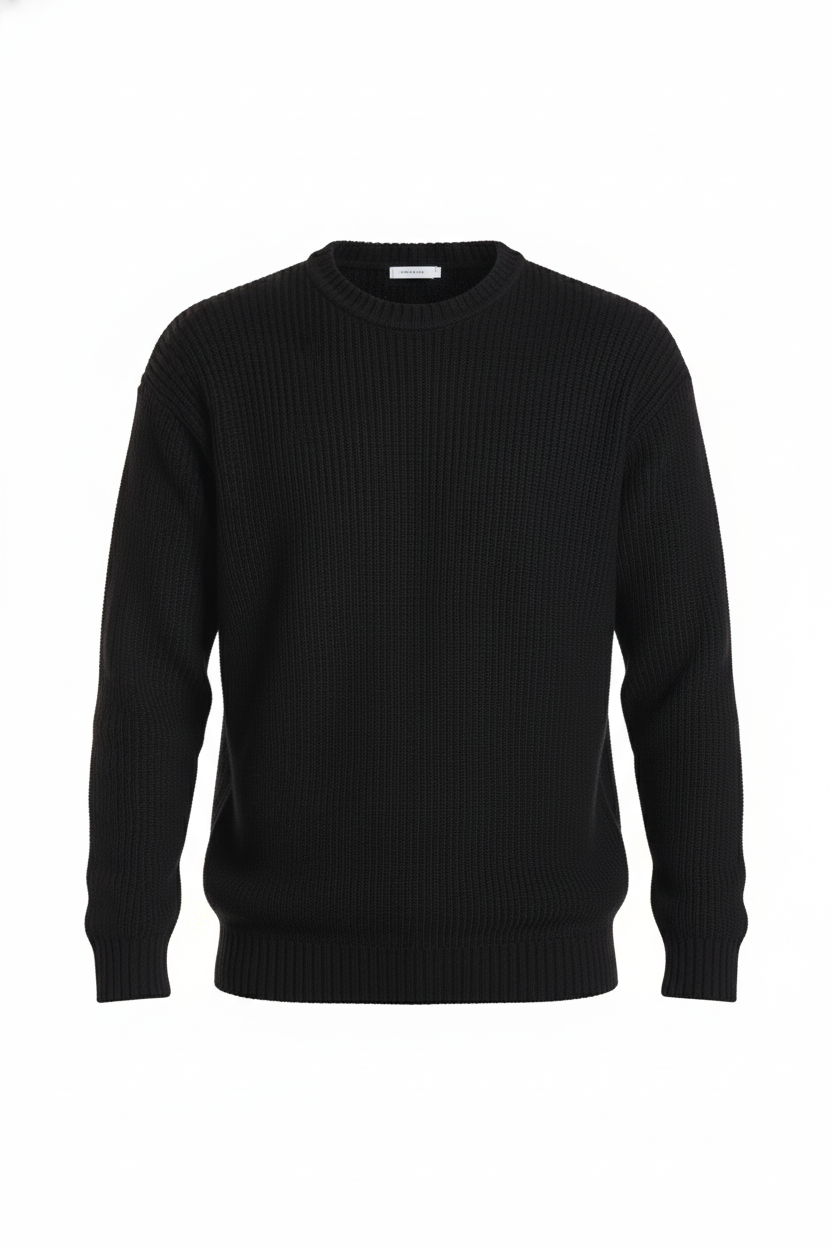 Loose Fit  Black Waffle Jumper