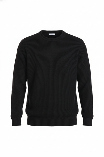 Loose Fit  Black Waffle Jumper
