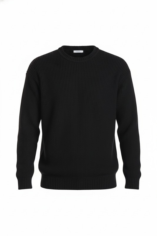 Loose Fit  Black Waffle Jumper