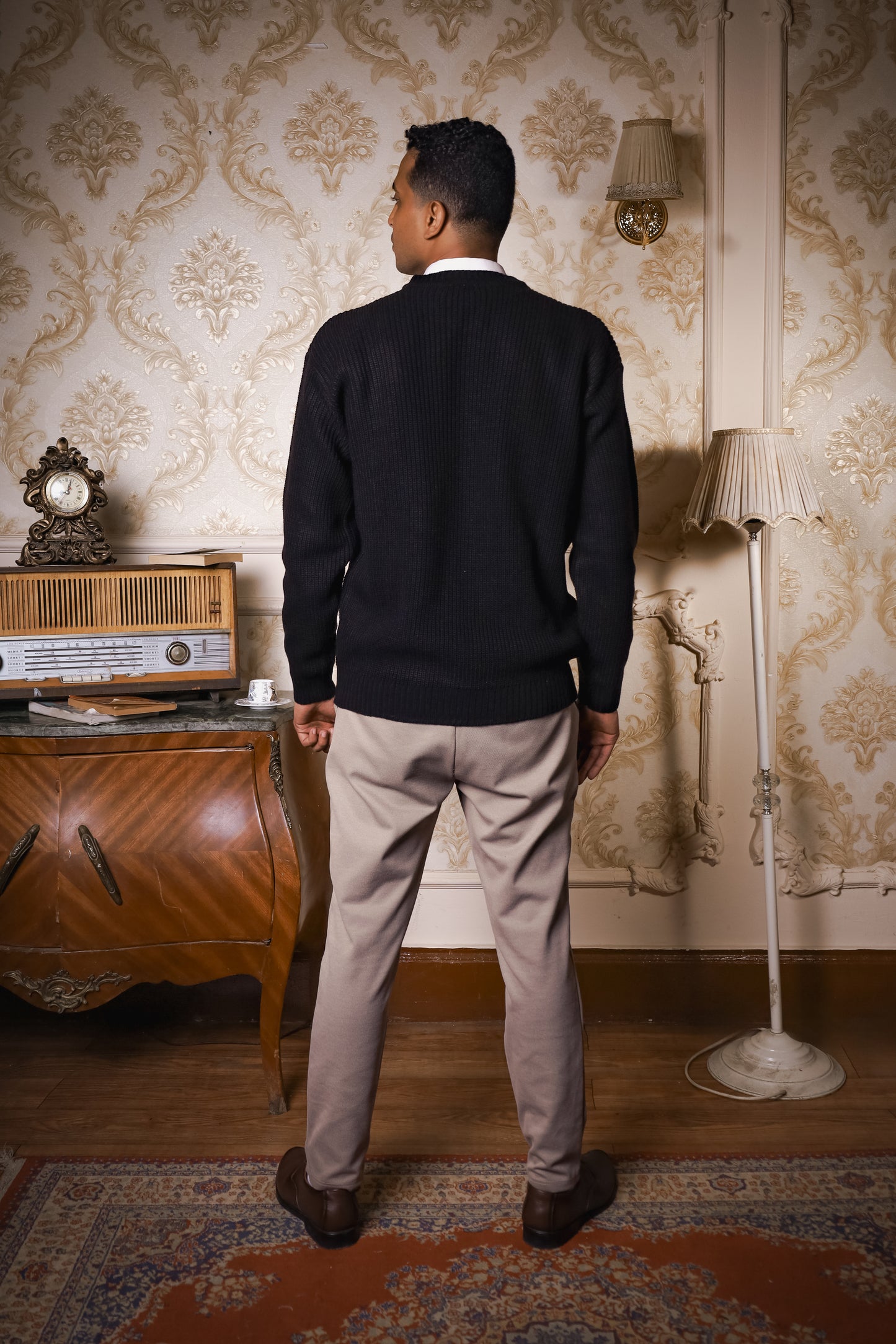 Loose Fit  Black Waffle Jumper