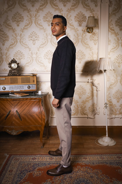 Loose Fit  Black Waffle Jumper